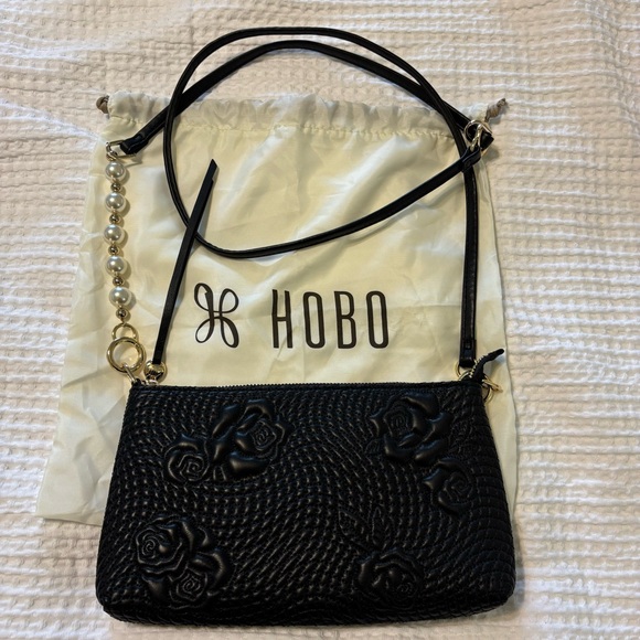 HOBO Darcy Black Rose Embossed Women's Crossbody Bag - Picture 1 of 11